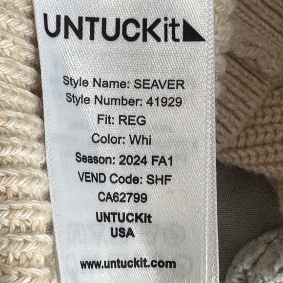 UNTUCKit Seaver Knit Sweater Men’s Pullover Oatmeal Beige Size Large Cotton - Picture 4 of 6